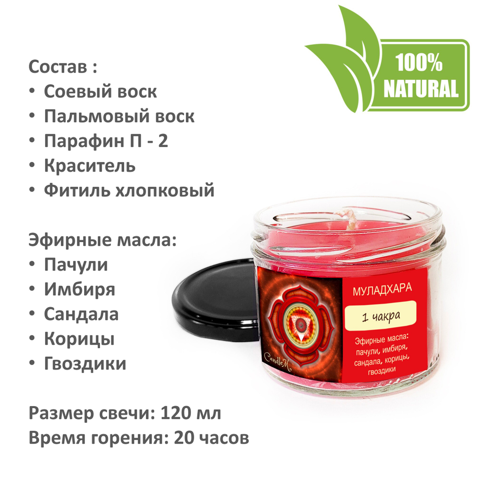 Чакровая свеча / Муладхара - 120 мл