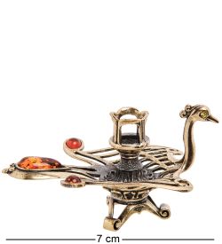 Народные промыслы AM-3054 Подсвечник «Жар-птица» (латунь, янтарь)