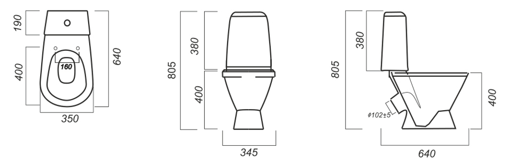Унитаз-компакт Кама комфорт (Белый)/12шт сидение Полипласт ТМ , крепление пластиковое