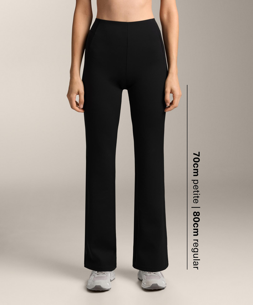 OYSHO Расклешенные брюки с высокой посадкой и эффектом неопрена, черный