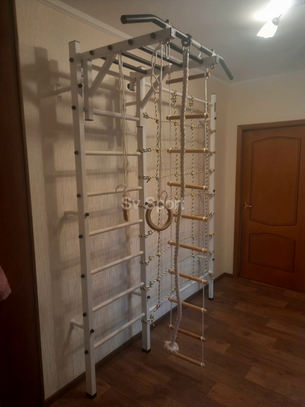 Монтаж шведской стенки Sv Sport с канатным лазом в пеноблочные, газоблочные стены