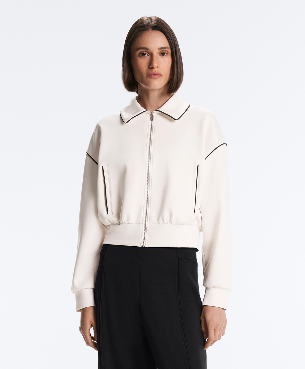 Oysho Куртка с эффектом неопрена без капюшона, экрю