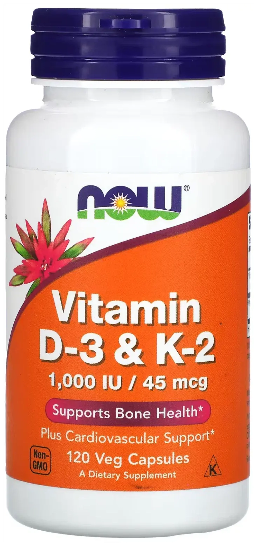 Витамины NOW Vitamin D-3 & K-2 120 капсул