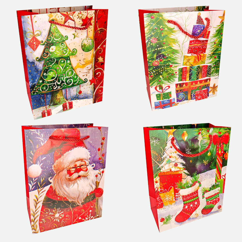 Пакет подар. бум. новогодн. 31*40*12 см 210 гр/м2 "Дед мороз и подарки"