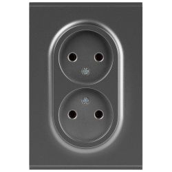 Розетка ЭРА Arktik 16-2107-06 без заземления двойная 2X2P 16А-250В графит | Эра Arktik