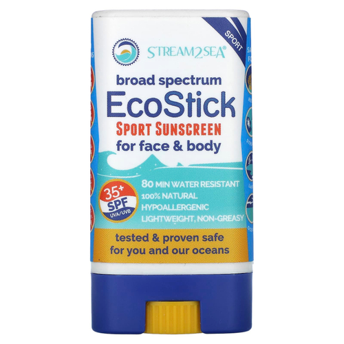 Stream2Sea, EcoStick Sport, солнцезащитный крем, SPF 35+, 14 г (0,5 унции)