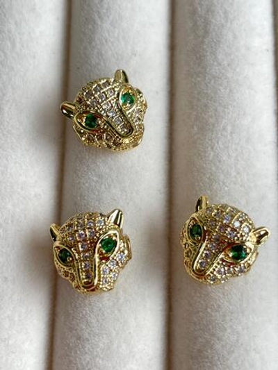 Р329-з Бусина "Леопард", 11мм, с фианитами, позолота