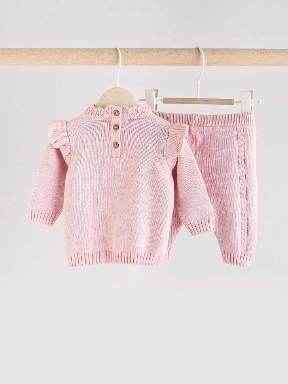 Вязаные свитер и легинсы в комплекте для девочки Next Q94-812, Розовый