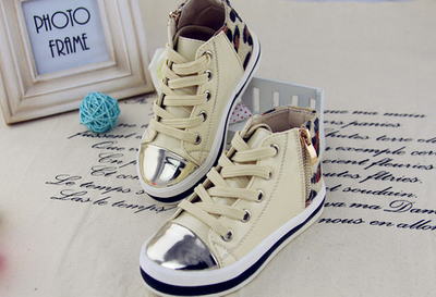 Кеды детские с леопардовой вставкой и металлическими мысками