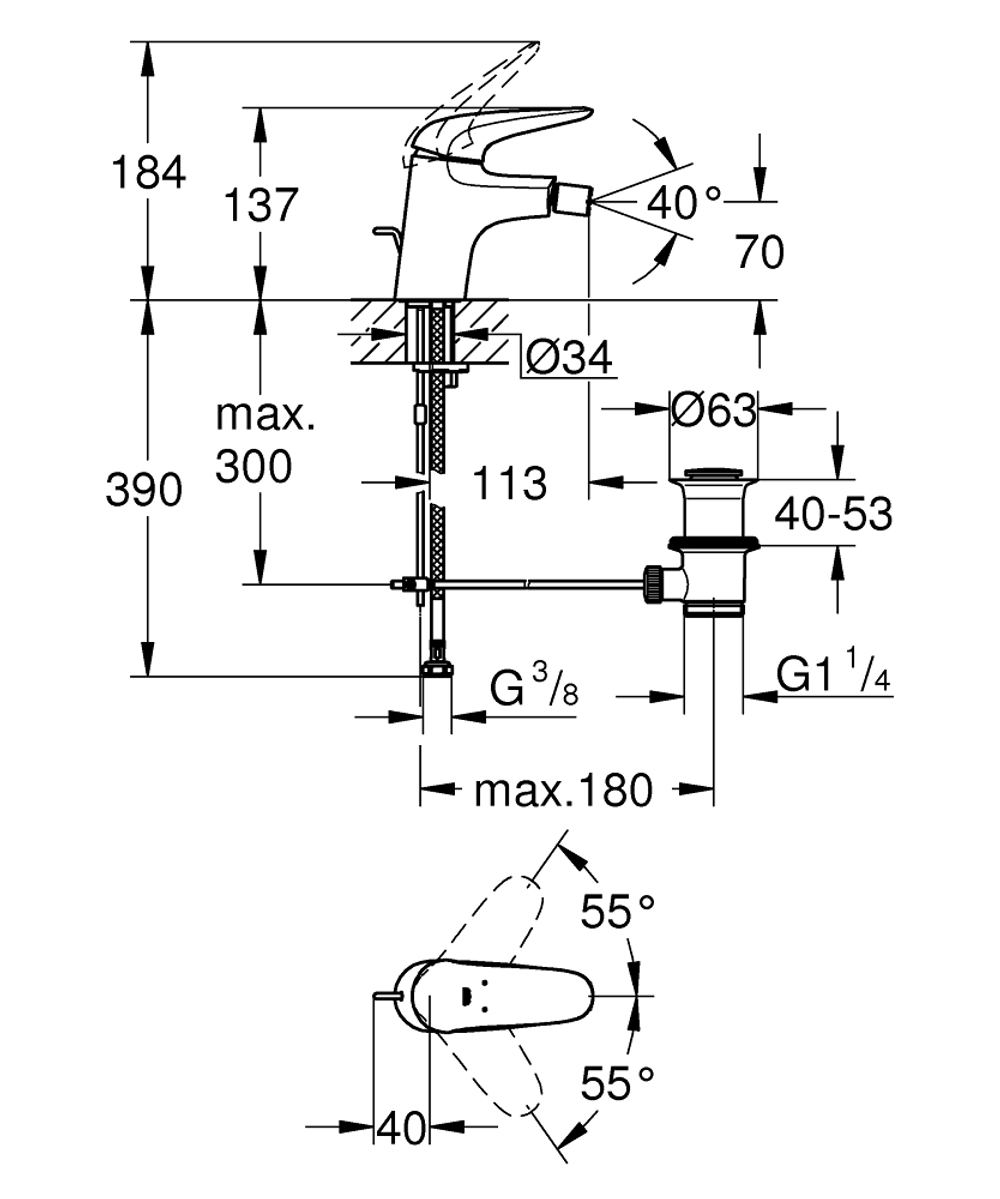 Смеситель однорычажный для биде GROHE Wave 32288001