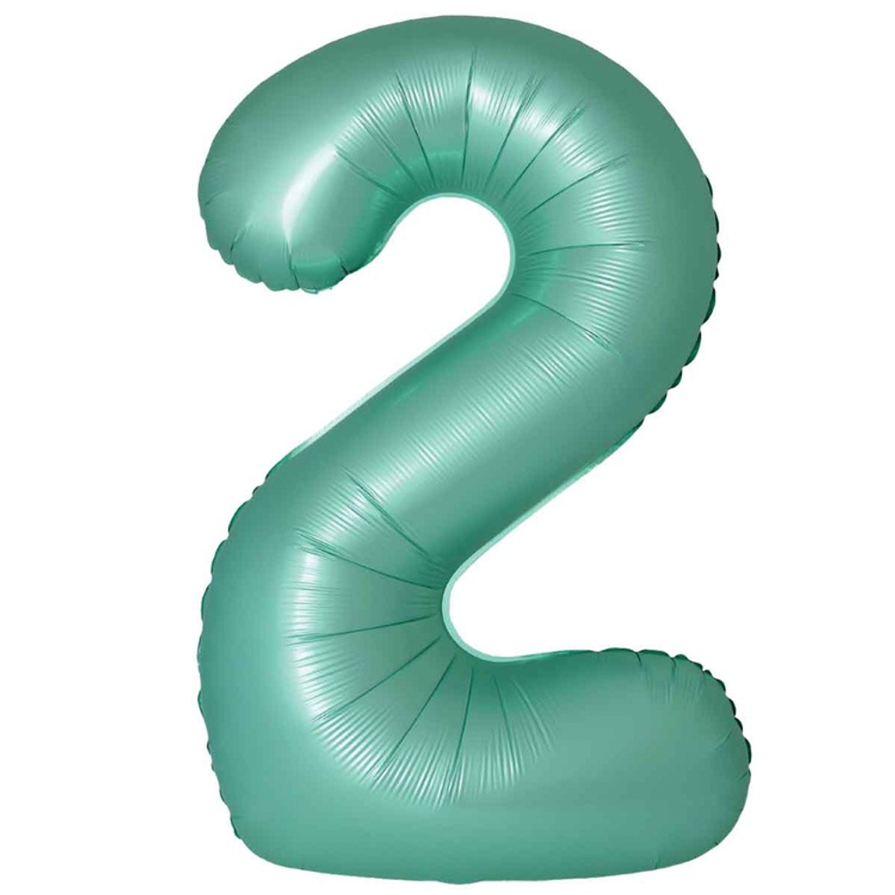 Шар фольгированный Цифра 2 101 см (Бирюзовый)