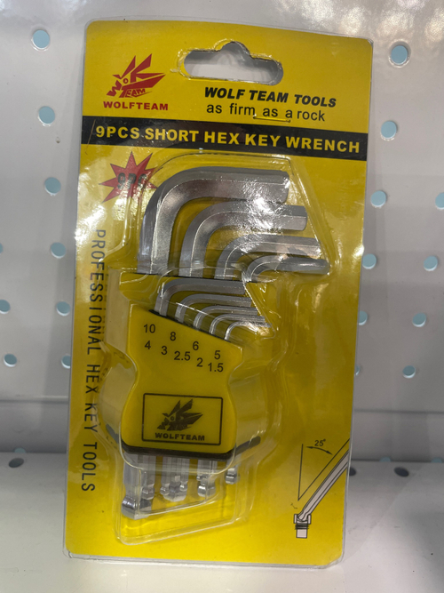 Набор (120 мм + шар, мал) ключей шестигранных с шаром, CrV, 1.5 - 10 мм, 9 шт. (HLJ-004)