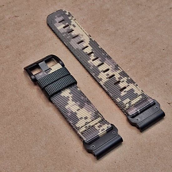 Ремешок тактический Tactix 22 мм. для Garmin Fenix 7 / 6 / 5, Forerunner 935 / 945 / 955, instinct, instinct 2, Epix Gen 2 нейлоновый быстросъемный на застежке (Пиксель)