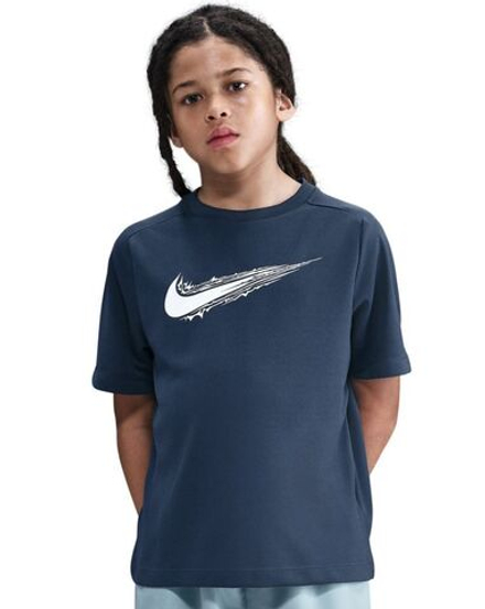 Детская теннисная футболка Nike Boys Multi Dri-FIT Short-Sleeve - midnight navy/white