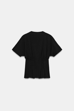ZARA ПРИТАЛЕННАЯ ФУТБОЛКА С ЗАЩИПАМИ, ЧЕРНЫЙ