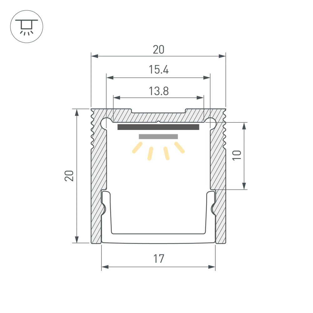 Профиль SL-SLIM20-H20-3000 ANOD (Arlight, Алюминий) 036038