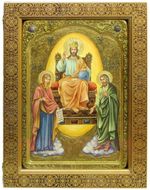 Большая живописная икона Царь Царей 42х29см на кипарисе в березовом киоте