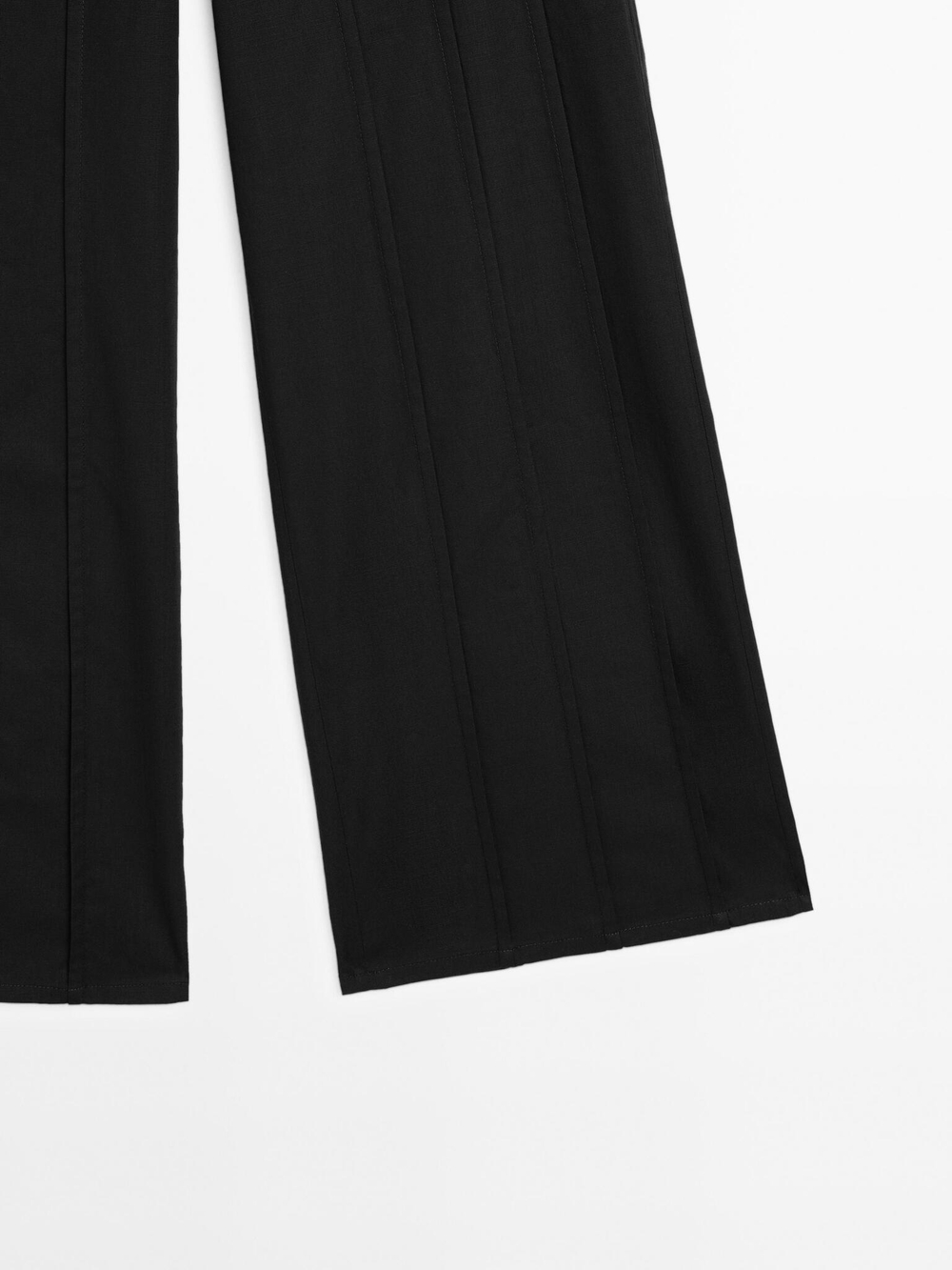 Massimo Dutti Брюки с широкими штанинами и декоративными швами, черный