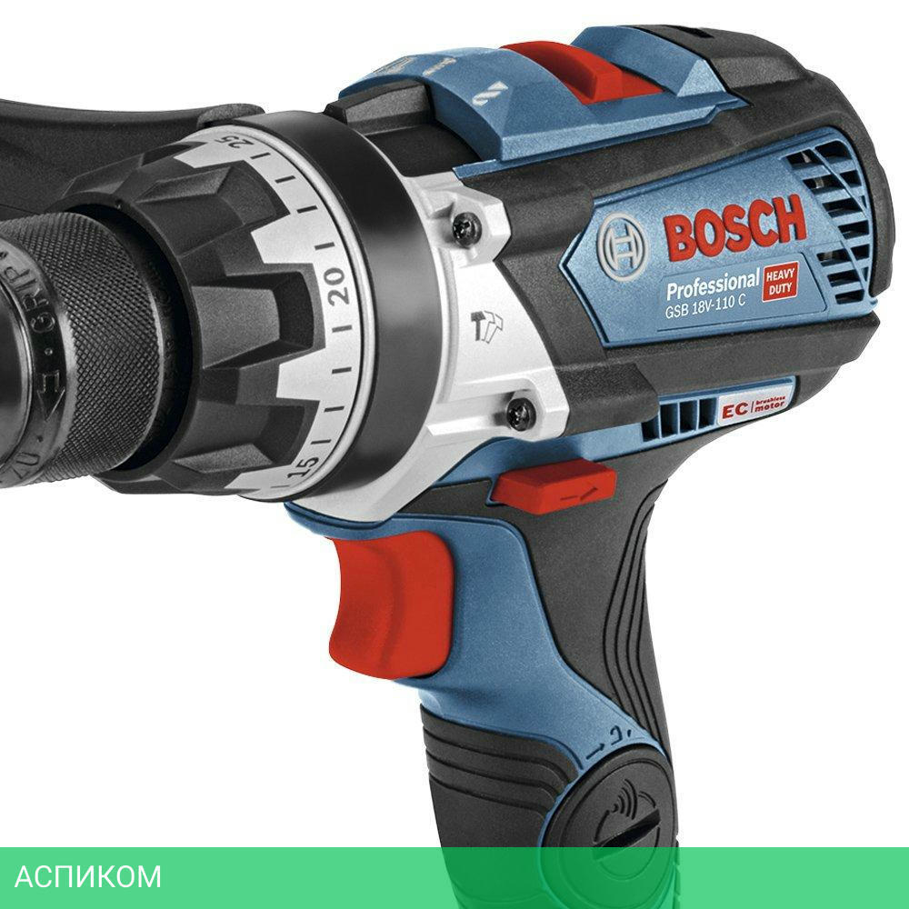 Дрель-шуруповерт Bosch GSR 18V-110 C Professional с 2-мя АКБ, кейс (06019G010C)