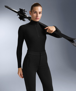 Oysho Термофутболка с застёжкой-молнией на половину длины, черный