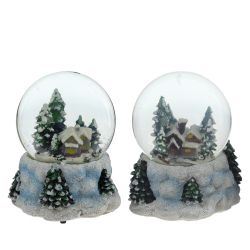 GAEM Фигурка декор в стекл шаре "Домик" (муз с ключ), D 10 см, L12 W12 H14,5 см, 2в.