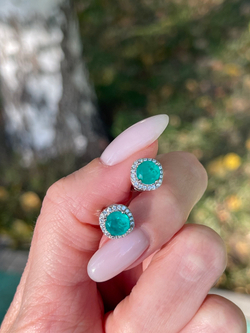 Серьги-гвоздики Ermolov параиба квадрат в обсыпке