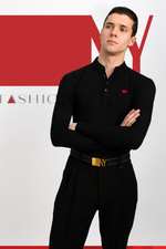 Поло с длинным рукавом черная хлопок