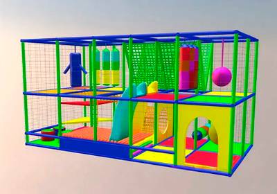 Детский игровой лабиринт с крышей «Сказочный домик» 6,15×2,46×3,3 м