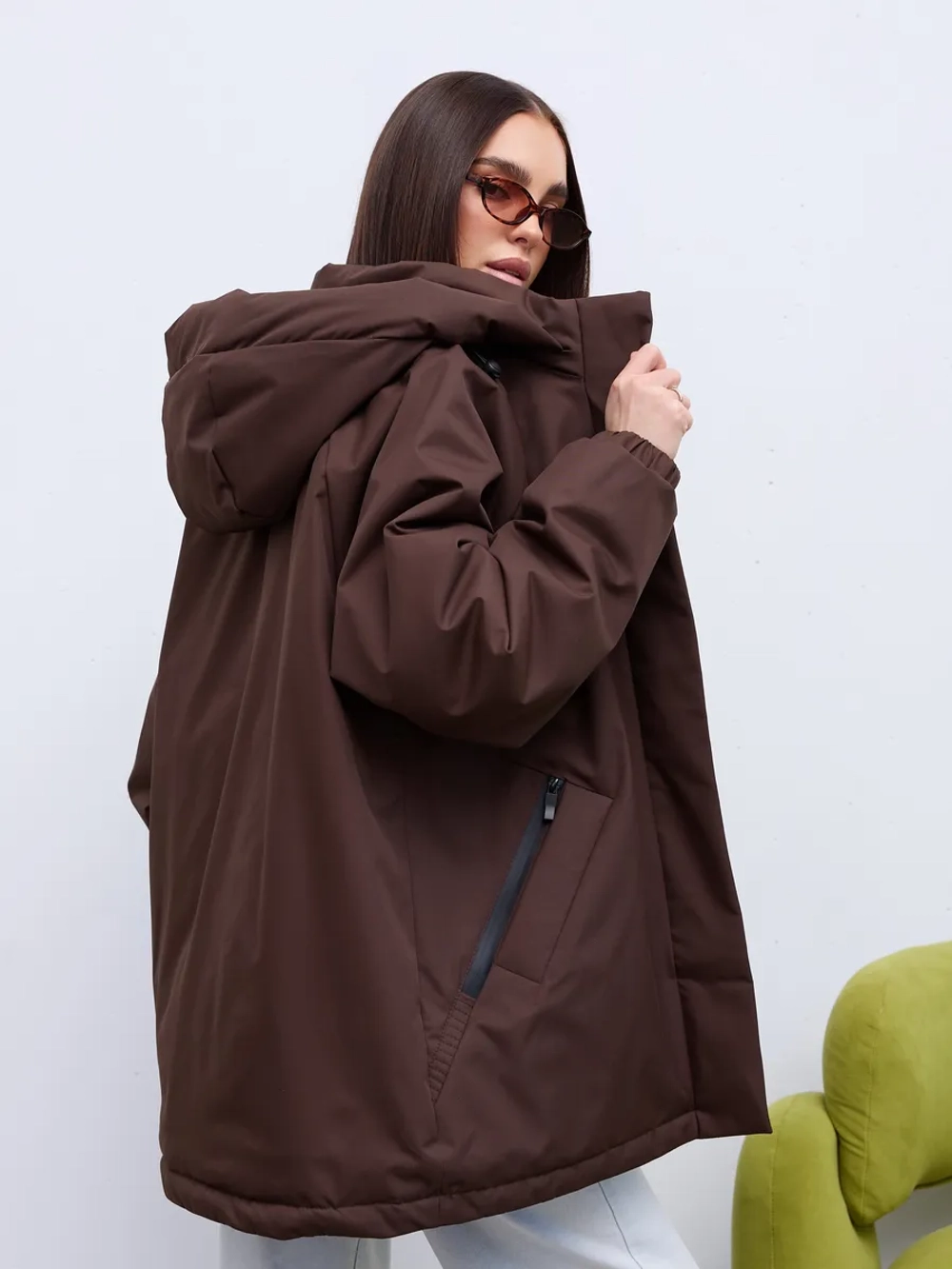 Куртка весенняя удлиненная с капюшоном