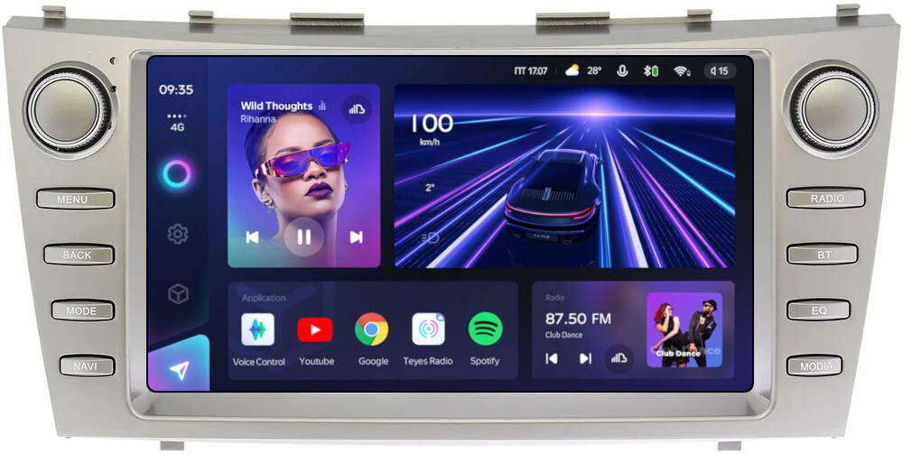 Магнитола для Toyota Camry 40 2006-2011 (рамка с крутилками) - Teyes CC3-2K QLed Android 10, ТОП процессор, SIM-слот, CarPlay