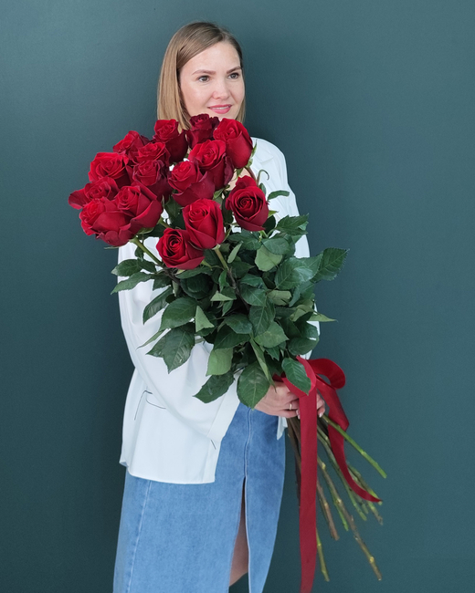 Высокая роза красная метровая,15шт(00296)