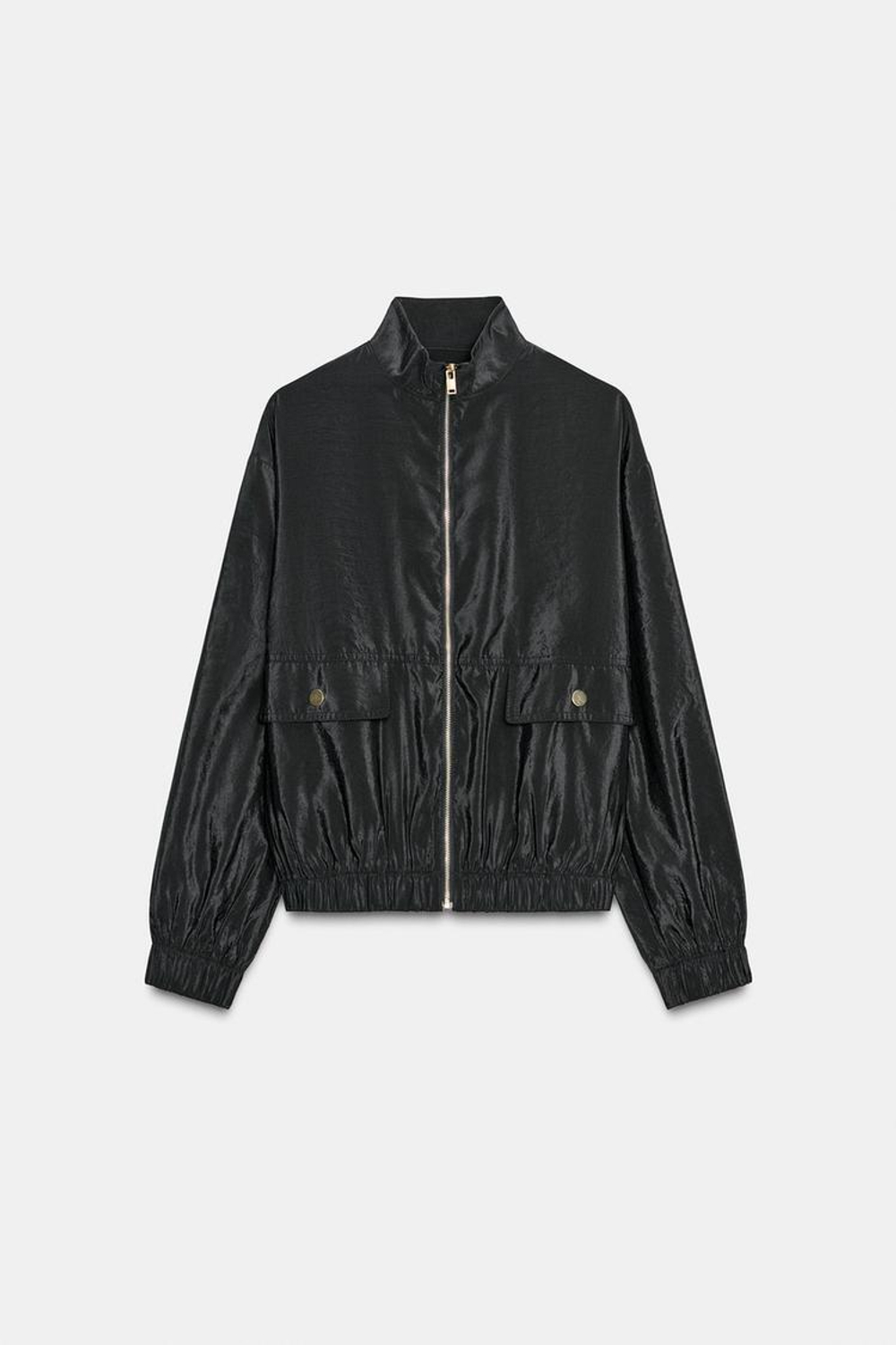 ZARA БОМБЕР С ВОРОТНИКОМ-СТОЙКОЙ, ЧЕРНЫЙ