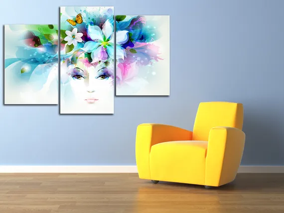 Модульная картина "Девушка бабочка"