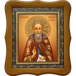 Климент Песнописец, преподобный игумен. Икона на холсте.