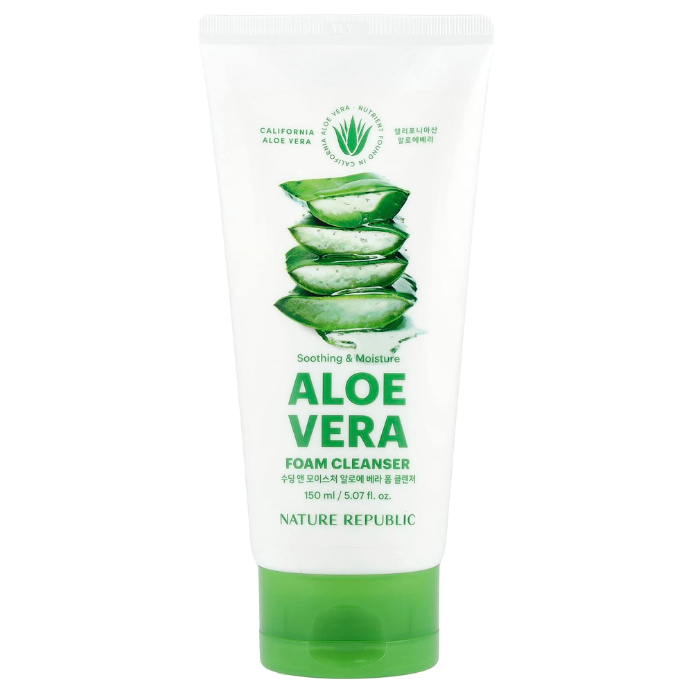 Nature Republic, Успокаивающая и увлажняющая очищающая пенка с алоэ вера, 150 мл (5,07 жидк. унц.)