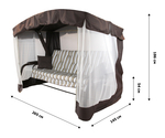 Качели садовые OLSA 4-х местные Саванна-2(каркас коричневый, м/э разноцветный рис.полоска)2 уп.