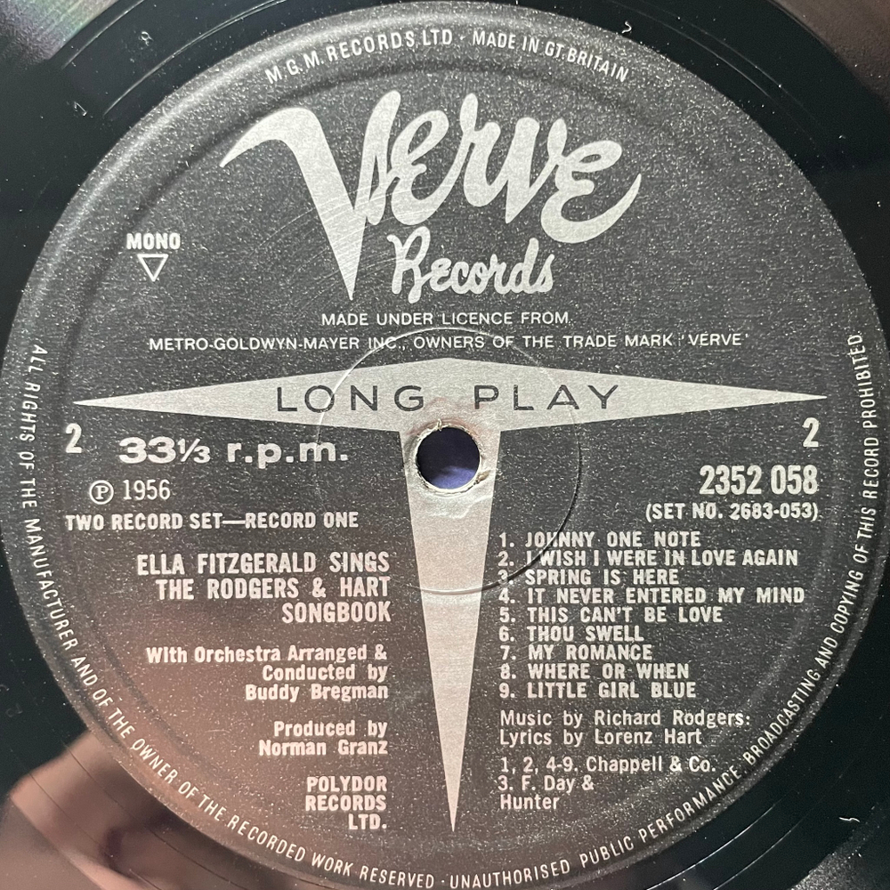 Ella Fitzgerald ‎– Sings The Rodgers & Hart Songbook 2LP (Англия 1975г.)