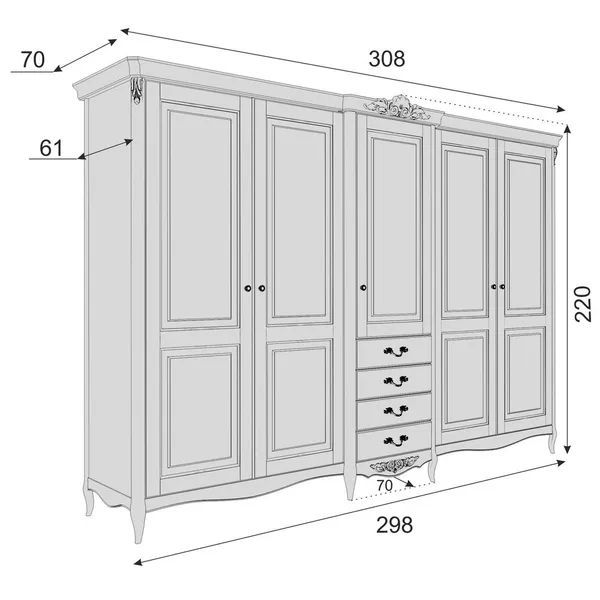 Шкаф 5 дверей