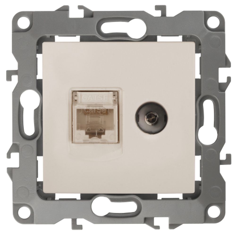 Розетка ЭРА Серия 12 12-3110-02 комбинированная RJ45+TV IP20 слоновая кость