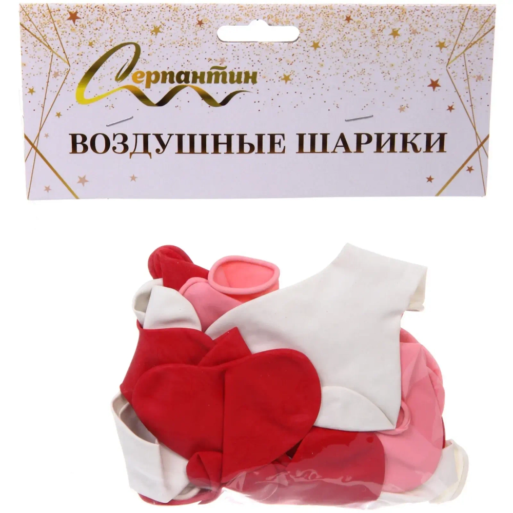 Воздушные шары»Сердце» 10»/25 см (набор 15 шт), белый/розовый/красный