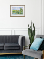 Картина авторская акварельная в паспарту 30х40 см на стену для интерьера "Майское Веребково"