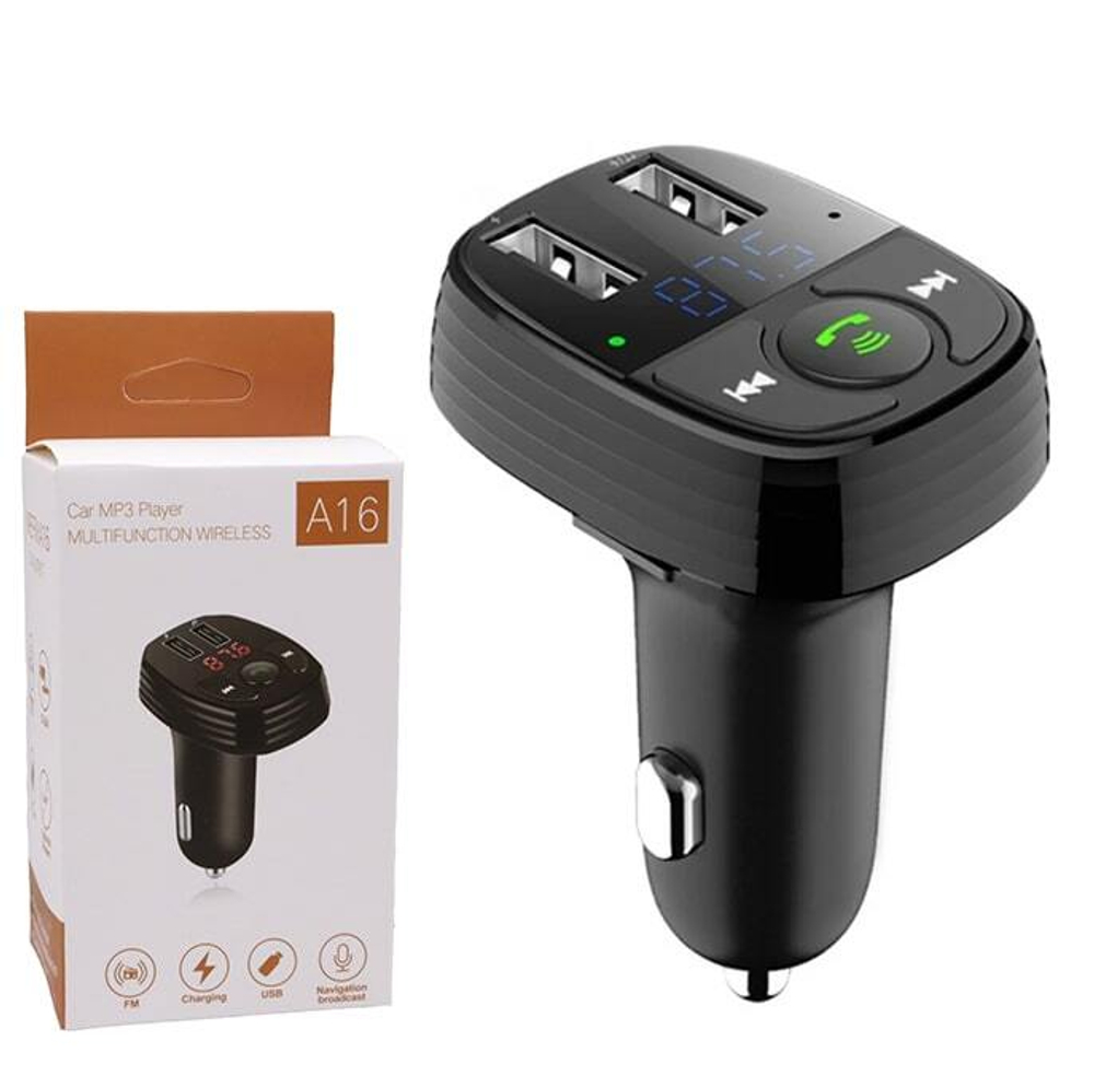 Автомобильный FM-трансмиттер A16 Bluetooth (черный)