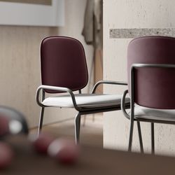 Стул барный Ror, 2 Frame, велюр, черный/пурпурный/серый