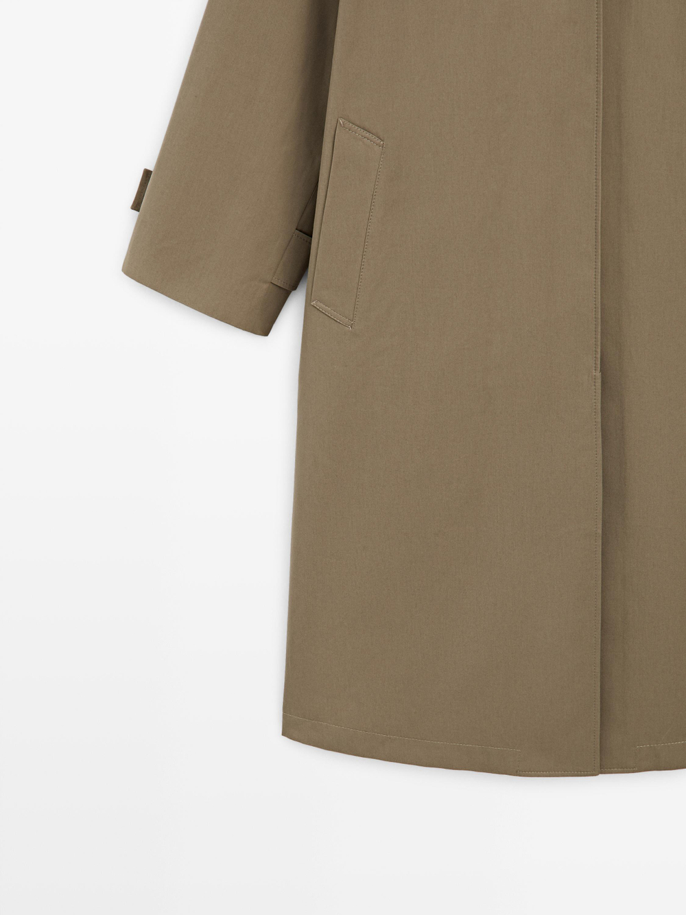 Massimo Dutti Свободный тренч с клетчатой ​​подкладкой, хаки