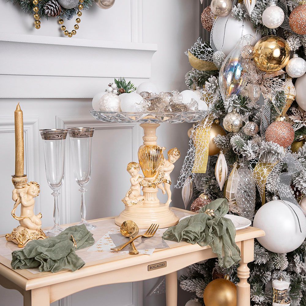 Фруктовница Путти Айвори со стеклянной чашей