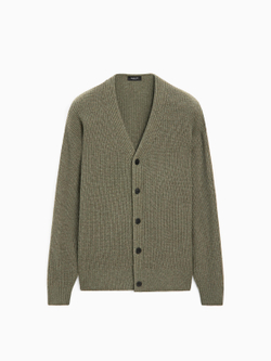 Massimo Dutti Вязаный кардиган с V-образным вырезом, зеленый