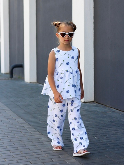 Костюм из муслина топ и брюки «Васильки»