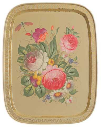 Жостовский поднос декоративный, размер 45х35 см (A19), металлический