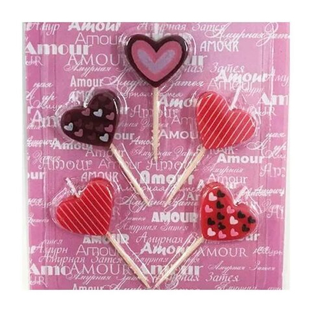 Свечи для торта на пиках Сердца, 5 штук