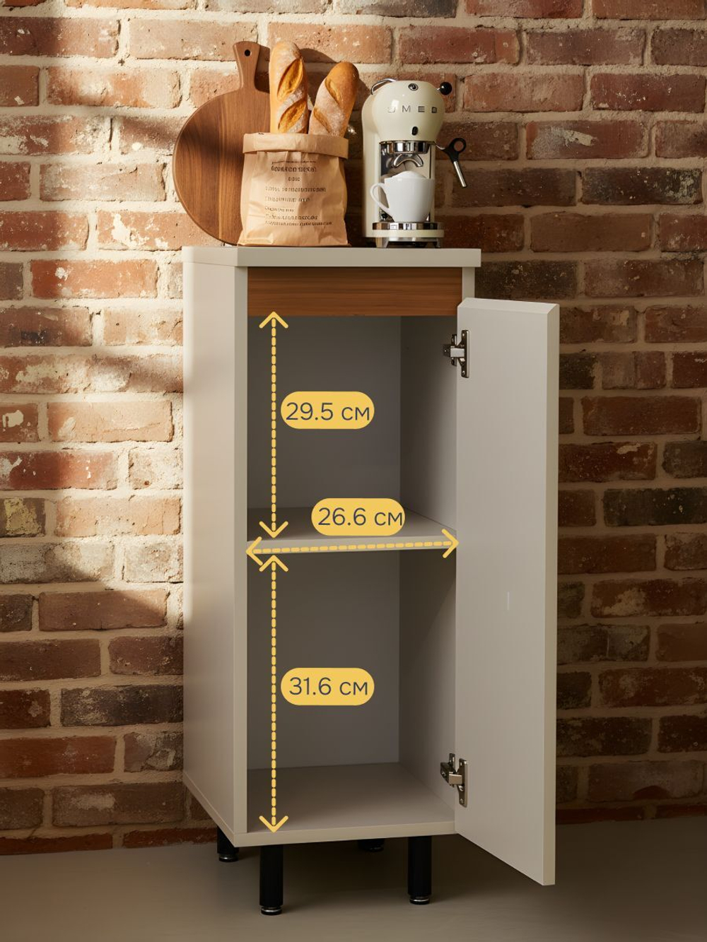 Кухонный модуль напольный Виго, 30х45х83 с дубовой панелью, со столешницей, Dipriz